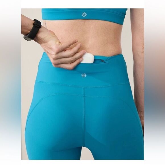 NWT New ATHLETA Pacesetter 7/8 High Rise Tight Legging Teal Blue M - Picture 2 of 8